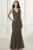 Adrianna Papell - 40184 Beaded V-Neck Godets Trumpet Dress In Brown