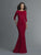 Saboroma - 4018 Embellished Long Sleeve Bateau Mermaid Dress In Red