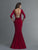 Saboroma - 4018 Embellished Long Sleeve Bateau Mermaid Dress In Red