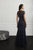 Adrianna Papell - 40215 Floral Beaded Short Sleeves Mesh Gown In Blue