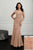 Adrianna Papell - 40215 Floral Beaded Short Sleeves Mesh Gown In Pink and Neutral
