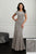 Adrianna Papell - 40215 Floral Beaded Short Sleeves Mesh Gown In Silver