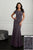 Adrianna Papell - 40215 Floral Beaded Short Sleeves Mesh Gown In Gray