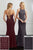 Adrianna Papell - 40216 Lace Up Back Halter Neck Beaded Chiffon Gown In Red and Gray