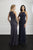 Adrianna Papell - 40217 Strappy Halter Neck Beaded Chiffon Gown In Gray and Blue