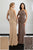 Adrianna Papell - 40217 Strappy Halter Neck Beaded Chiffon Gown In Neutral and Brown