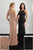 Adrianna Papell - 40217 Strappy Halter Neck Beaded Chiffon Gown In Gold and Black