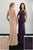 Adrianna Papell - 40217 Strappy Halter Neck Beaded Chiffon Gown In Neutral and Purple