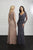 Adrianna Papell - 40218 Illusion Long Sleeve Beaded Sheath Gown In Neutral and Purple
