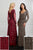 Adrianna Papell - 40218 Illusion Long Sleeve Beaded Sheath Gown In Red and Brown