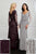 Adrianna Papell - 40218 Illusion Long Sleeve Beaded Sheath Gown In Purple and Silver