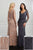 Adrianna Papell - 40218 Illusion Long Sleeve Beaded Sheath Gown In Gold and Gray