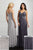 Adrianna Papell - 40220 Bedazzled V-neck Mesh Sheath Dress In Silver and Gray