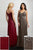 Adrianna Papell - 40220 Bedazzled V-neck Mesh Sheath Dress In Red and Gray