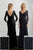Adrianna Papell - 40222 Beaded Wide V-neck Trumpet Dress In Black and Blue