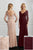 Adrianna Papell - 40222 Beaded Wide V-neck Trumpet Dress In Pink and Red