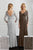 Adrianna Papell - 40222 Beaded Wide V-neck Trumpet Dress In Silver and Gray