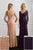 Adrianna Papell - 40222 Beaded Wide V-neck Trumpet Dress In Pink and Purple