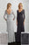 Adrianna Papell - 40222 Beaded Wide V-neck Trumpet Dress In Silver and Gray
