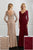 Adrianna Papell - 40222 Beaded Wide V-neck Trumpet Dress In Neutral and Red