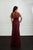 Adrianna Papell - 40223 Sheer Caped Godet Ornate Beaded Gown In Red