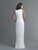 Saboroma - 4022 Sleeveless Shimmering Queen Anne Neck Tulip Gown In White