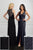 Adrianna Papell - 40230 Beaded V-Neck Dress with Slit In Black and Blue