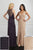 Adrianna Papell - 40230 Beaded V-Neck Dress with Slit In Gray and Neutral