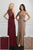 Adrianna Papell - 40230 Beaded V-Neck Dress with Slit In Red and Brown