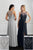 Adrianna Papell - 40231 Beaded Illusion Scoop A-Line Dress In Silver and Blue
