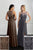 Adrianna Papell - 40231 Beaded Illusion Scoop A-Line Dress In Brown and Gray