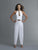 Saboroma - 4034 Embellished Halter Jumpsuit In White