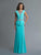 Saboroma - 4031 Cap Sleeve Bejeweled Peplum Sheath Gown In Blue and Green