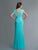 Saboroma - 4031 Cap Sleeve Bejeweled Peplum Sheath Gown In Blue and Green