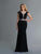 Saboroma - 4031 Cap Sleeve Bejeweled Peplum Sheath Gown In Black