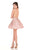 Rachel Allan Homecoming - 4032 Beaded Applique A-Line Cocktail Dress In Pink and Gold