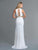 Saboroma - 4033 Embellished High Neck Trumpet Dress In White