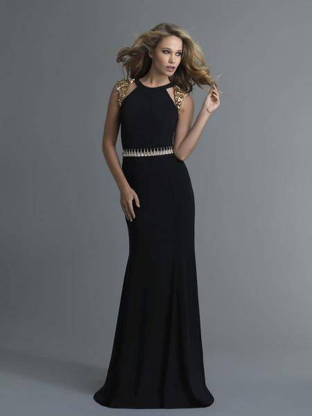 Saboroma - 4035 Beaded Jewel Sheath Dress In Black