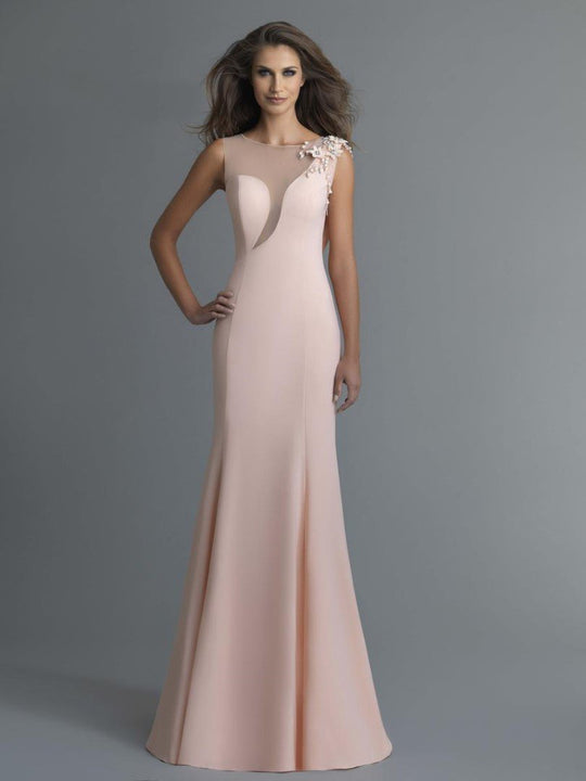 Saboroma - 4037 Floral Jewel Accent Sheer Cutout Mermaid Gown In Pink and Orange