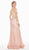 Ashley Lauren - 1436 Beaded High Halter Trumpet Dress In Pink and Neutral