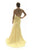 Saboroma - 4040 Embellished Illusion Bateau Trumpet Dress In Yellow