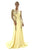 Saboroma - 4040 Embellished Illusion Bateau Trumpet Dress In Yellow