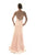 Saboroma - 4040 Embellished Illusion Bateau Trumpet Dress In Pink