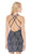 Embroidered Velvet Deep V-neck Sheath Dress in Blue and Silver