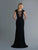 Saboroma - 4041 Floral Lace Bateau Trumpet Dress In Black