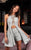 Rachel Allan Homecoming - 4045 Embellished Romper with Aline Overskirt In Silver