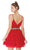 Jeweled Deep V-neck Chiffon A-line Dress in Red