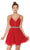 Jeweled Deep V-neck Chiffon A-line Dress in Red