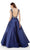 Alyce Paris - 5043 Embellished Plunging V-Neck Ballgown In Blue