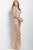 Jovani - Embellished Sheer Bateau Dress 40487 in Neutral